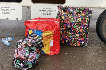 Luggage ready to be loaded onto aircraft